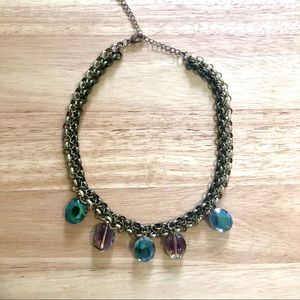 Crystal Gold Bronze Chunky Statement Necklace